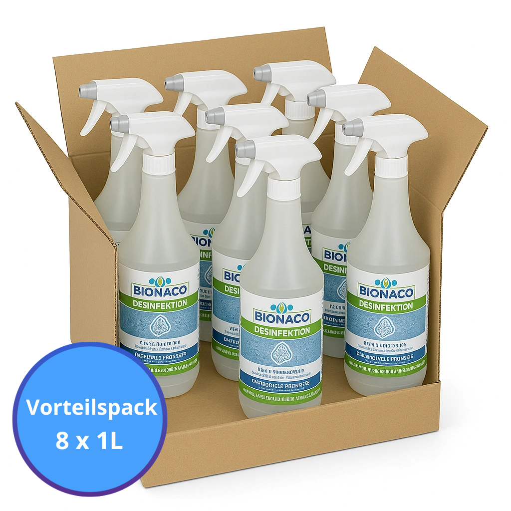 BIONACO® Hygiene & Disinfection – Spray Bottle | 8 × 1000 ml (1 carton)