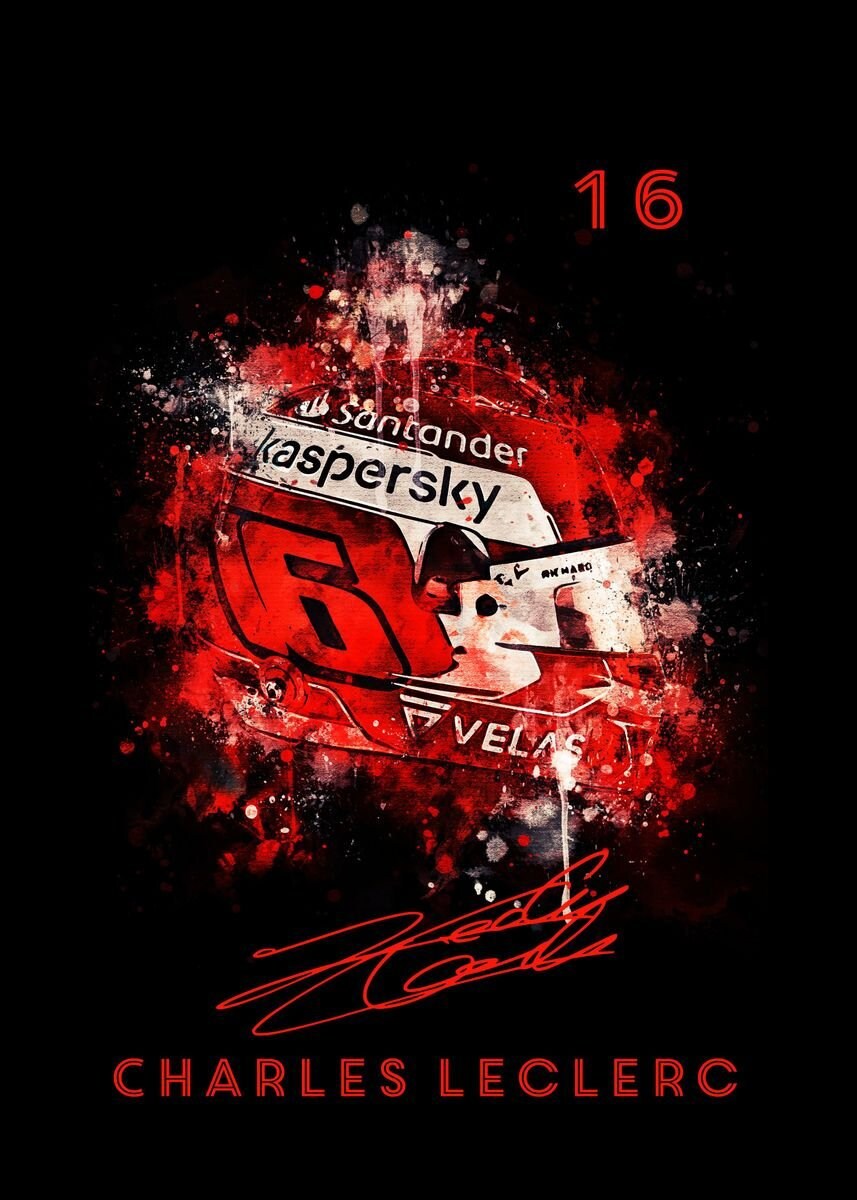 Poster Formel 1 Helm Aquarell Rennfahrer Name Unterschrift Rennnummer I Deko Print ohne Rahmen