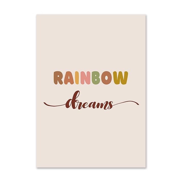 Poster Kinderzimmer Bilder Regenbogen Mond Wolken I Kinderzimmer & Babyzimmer Bilder I Wand Deko I Kunstdruck I Deko Print I ohne Rahmen