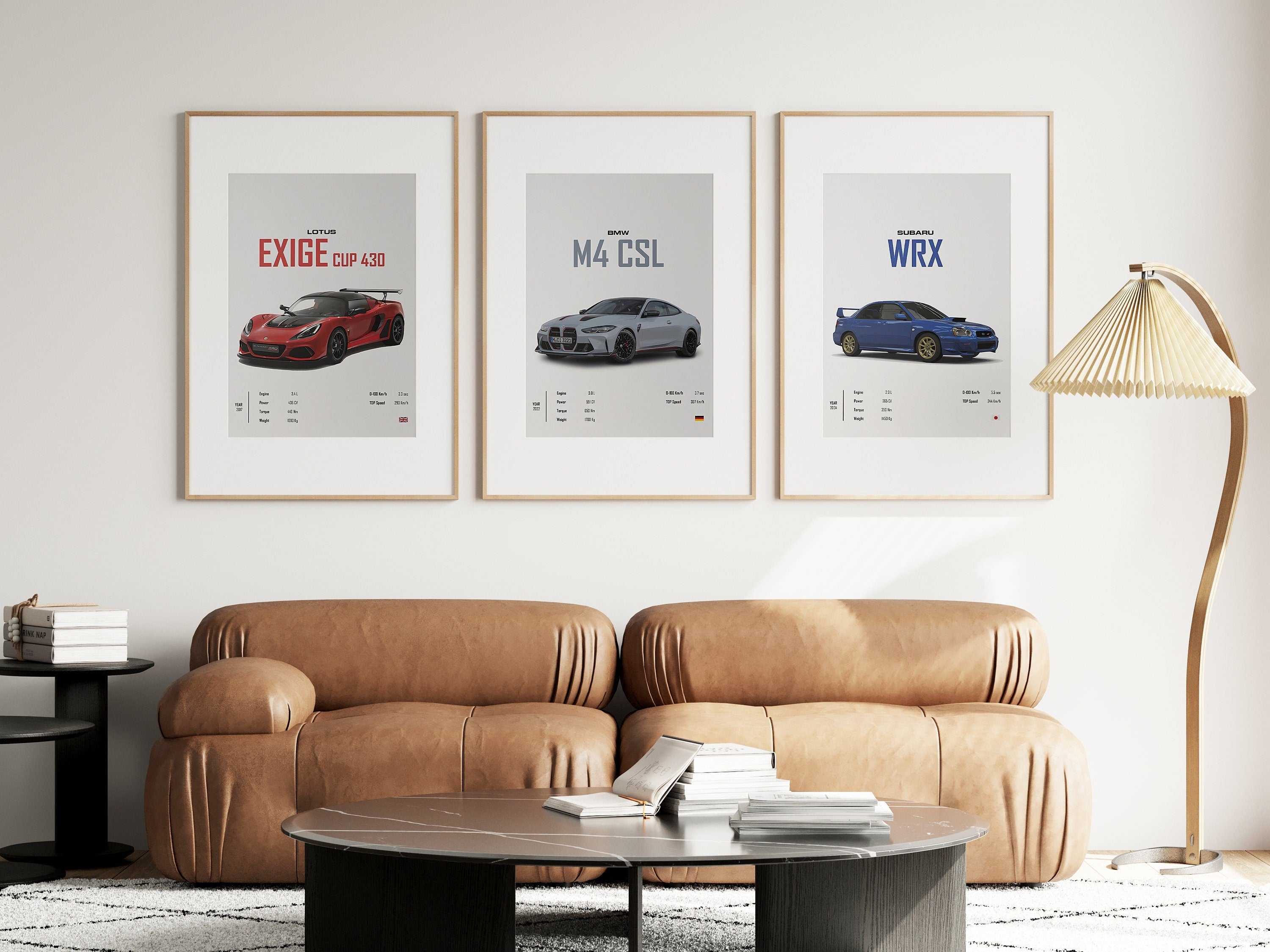 Poster Sportwagen  BMW LOTUS SUBARU Klassiker Legenden I Geschenk für ihn I Wohnzimmmer & Büro I Wand Deko I Print ohne Rahmen