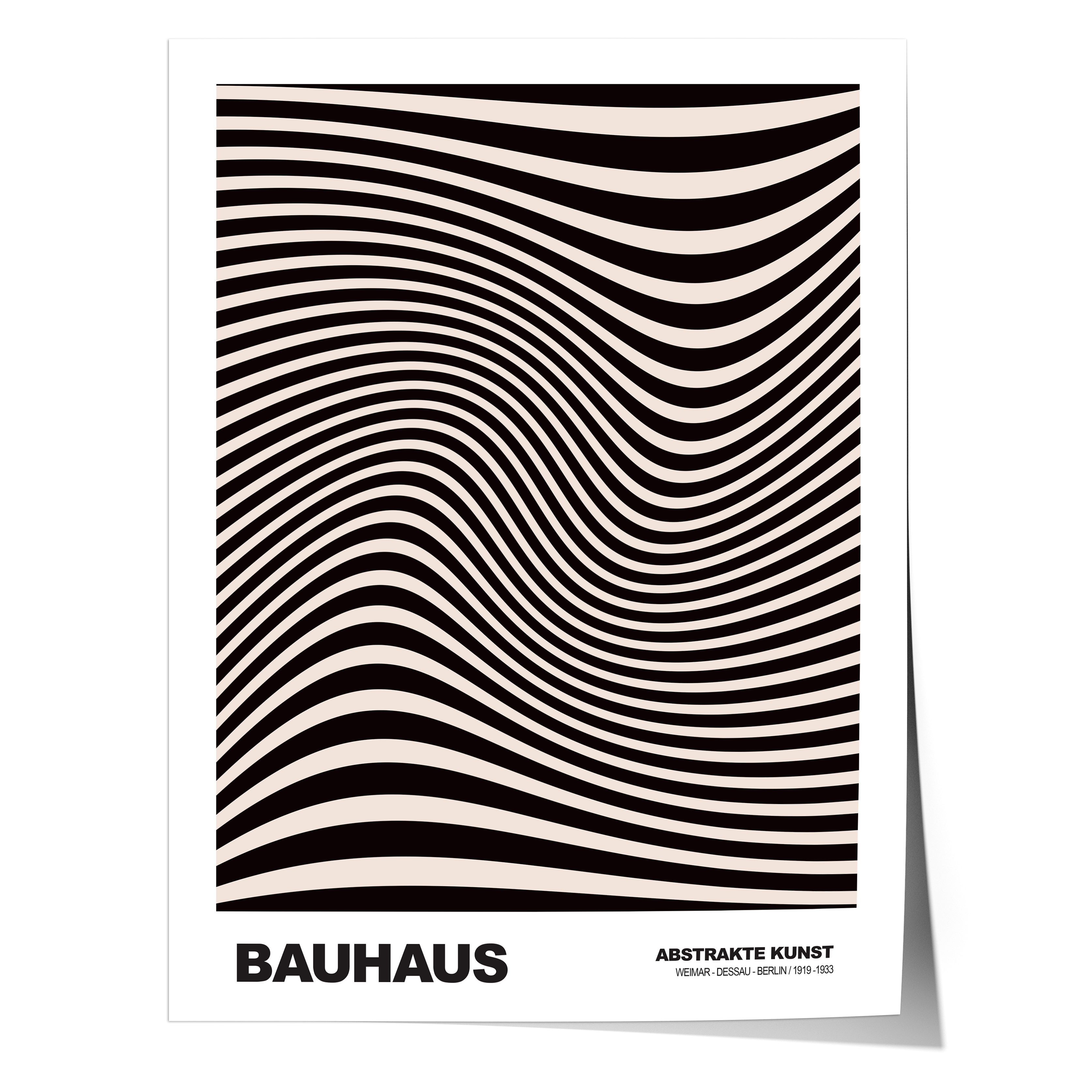 Poster Bauhaus Abstrakte Kunst · Organisches Linienmuster in Schwarz Beige · Retro Optik Design · Print ohne Rahmen