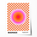 Poster Bauhaus Abstrakte Kunst · Pink Orange Kreis auf Schachbrett Muster · Modernes Retro Design Wandbild · Deko Print ohne Rahmen
